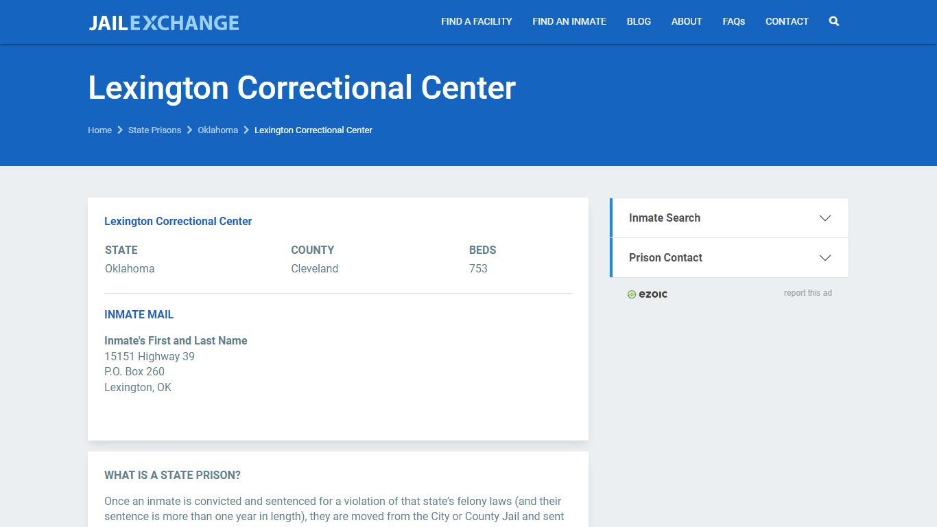 Lexington Correctional Center Prisoner Search | Visitation ...
